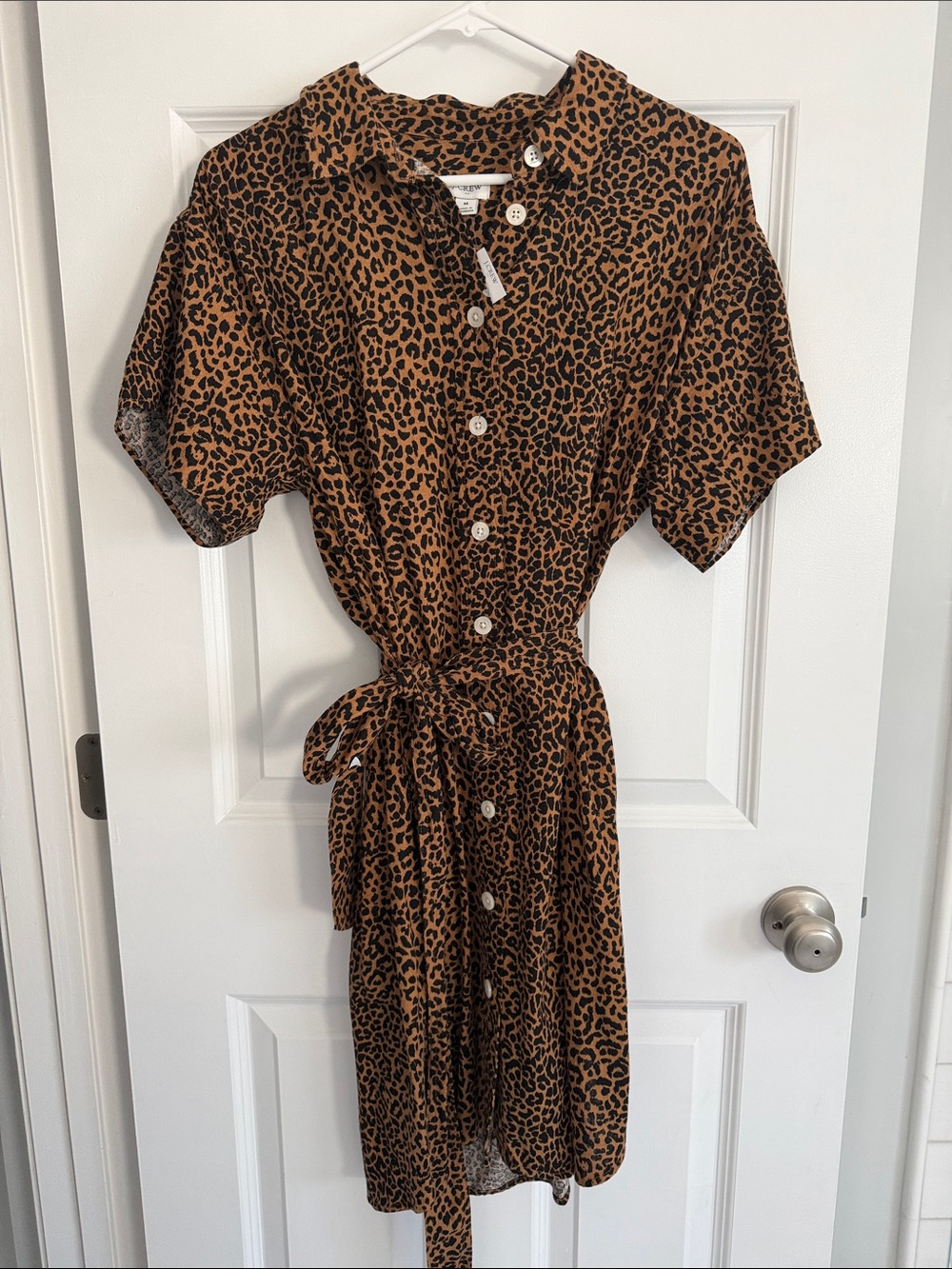 J. Crew Factory Leopard-Print Button Dress in Brown and Black